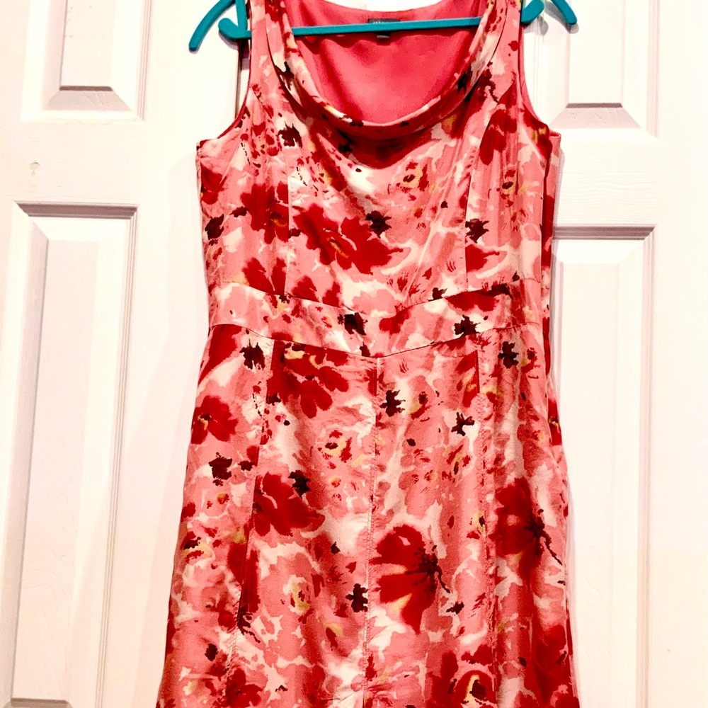 Ann Taylor Pink Silk Floral Midi Dress